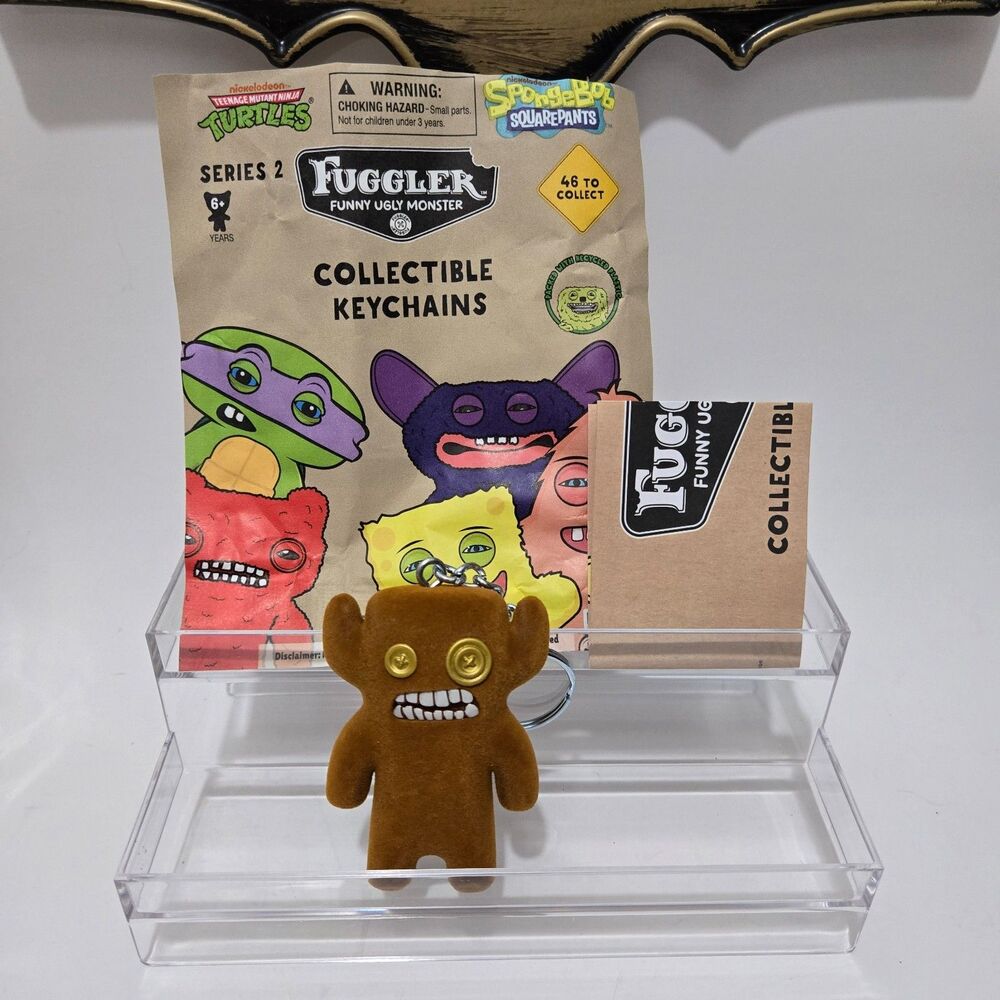 New Fuggler Series 2 Bag Clip Keychain Brown Flocked Grumpy Grumps Key Charm